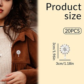 Tabanzhe Rhinestone Pearl Embellishments-20PCS Craft Pearl Flower Buttons Round Brooches Decoration Accessories for DIY Clothing Crafts(Silver)