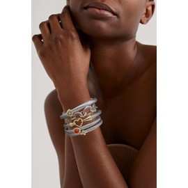 DOULLA Cable Bracelets for Women Two Tone - Twisted Wire Cuff Bangle Bracelet Set