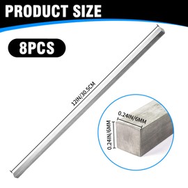 8 Pcs 1/4" x 1/4" x 12" Square Steel Key Stock, Cold-Drawn Stainless Steel Bars Metal Bars, Precision Key Stock