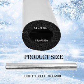 8PCS Pipe Insulation Foam Tube Self Adhesive Exterior Water Pipe Insulation Wrap Pipe Freeze Protection Aluminum Foil Pipe Cover for Outdoor Winter Irrigation Sprinkler Spigot Isolation 1.3Ft*0.6Inch
