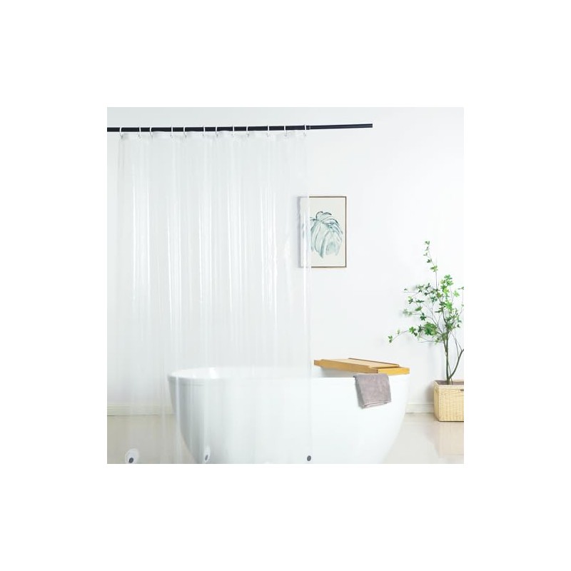 WellColor Extra Long Shower Curtain Liner 90 Inch Length Clear