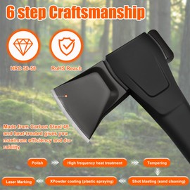 X25 Wood Splitting Axe, 28” Camping Outdoor Hatchet for Wood Splitting and Kindling, Forged Carbon Steel Heat Treated Hand Maul Tool, Nylon Hollow Handle Shock Reduction Handle
