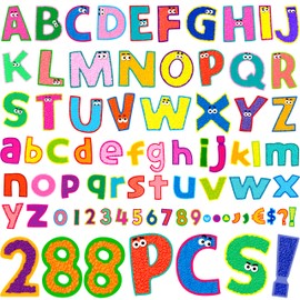 288 PCS Alphabet Combo Set, Large Size Letters Uppercase/Lowercase Letters, Numbers & Punctuation, Accents Cutouts for Classroom Home School Room Chalkboard Bulletin Board
