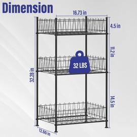 smusei 3 Tier Water Bottle Organizer Free Standing Water Bottle Storage Rack, Metal Bottled Water Holder for Floor Drink Shelf Beverage Dispenser Stand for Kitchen Pantry Party