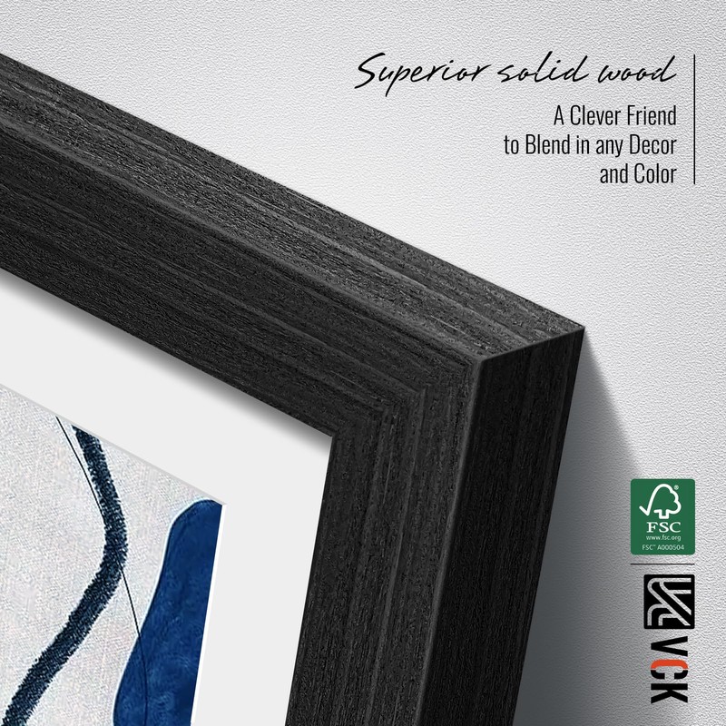VCK 11x14 Picture Frame 2 pk, Natural Wood Grain Black