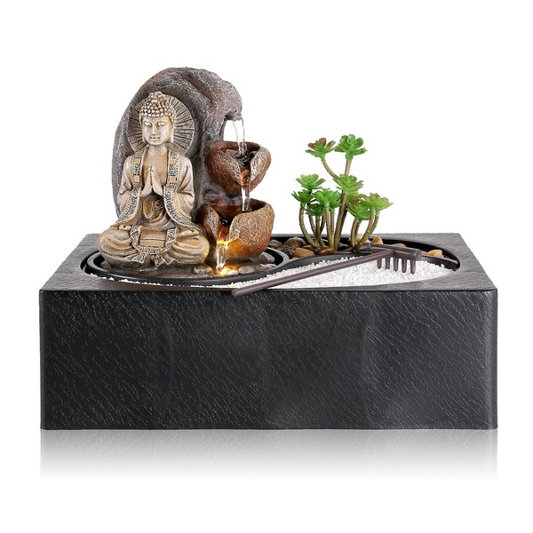 Dyna-Living Water Fountains Indoor Small Tabletop Water Fountain Waterfall Fountain