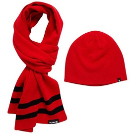 Hurley Men's Winter Hat Set - Beanie and Scarf, Size One Size, Red