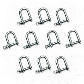 JY-MARINE 316 Stainless Steel D Shackle, Mini Shackles Bracelet,for Paracord Jewelry, Marine Grade Sailing Rigging Shackles,10 Pieces (1/8")