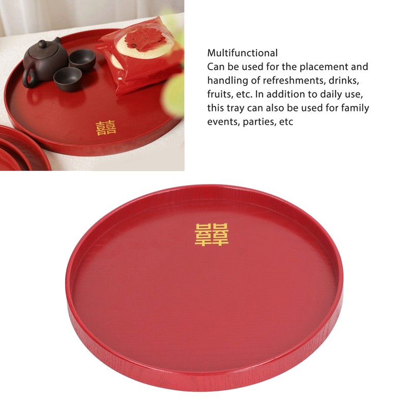 Wood Serving Tray Decorative Serving Platter Snack Fruit Plate for