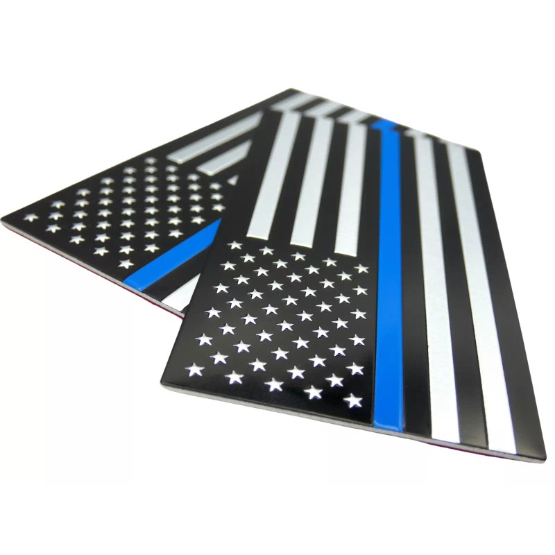 Riley Express 2x ALUMINUM Thin Blue Line Decal Sticker Car,