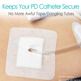 Split Drain Adhesive Bandages Feeding Tube Peg G J Tube Covers Peritoneal Dialysis PD Catheter Bordered Gauze Abdominal Pad Drain Patch Supplies Island Dressing for Nursing Care 4" x 4" (Pack of 10)