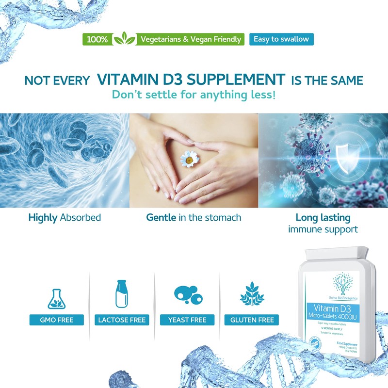 Vitamin D3 100µg (4000 IU) 365 Micro-Tablets – one-a-Day Easy