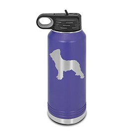 Briard Laser Engraved Water Bottle Customizable Polar Camel Stainless Steel with Straw - Dog Canine pet Purple 32 oz
