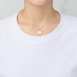 Philip Jones Gold Plated Padlock Necklace Created with Zircondia® Crystals