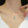 Women's Fashion Jewelry Gold Cubic Zircon Blue Hummingbird Pendant Necklace