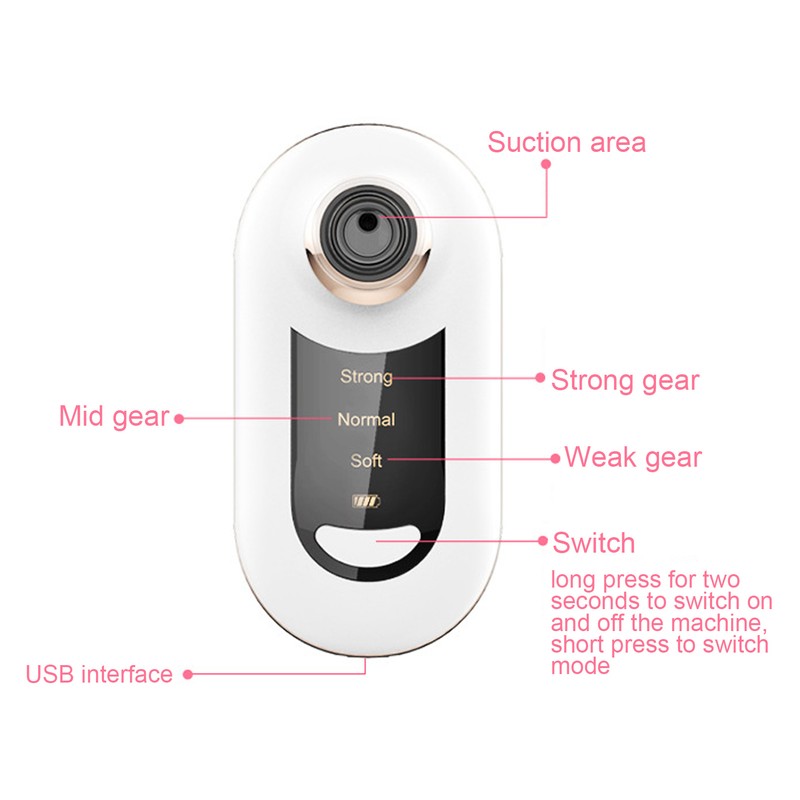 Electric Blackhead Removal Machine 3 Strength Deep Cleansing Skin Pores