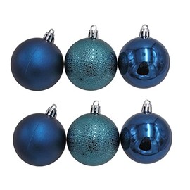 Tallon International 6 Pack Shatterproof Baubles 60mm - Christmas Tree Decoration - Blue