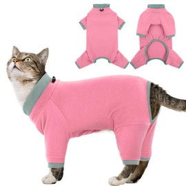 Sticky Cat Clothes Stretchy, Sphynx Hairless Sweater & Pajamas for Cats only, Soft Cat Onesie for Cats After Surgery Female Male & Hair Loss Prevention, Pink S