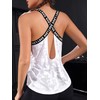 OYOANGLE Camo Print Cross Backless Workout Top for Women Tank