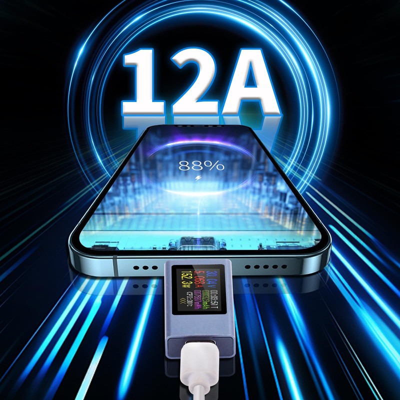 VOKTTA USB C Tester Meter USB C Meter 4-30V 0-12A