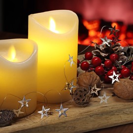 com-four® 3 x silver garland with stars, Christmas garland for Christmas tree decorations, star garland for Advent wreath, each 2 m