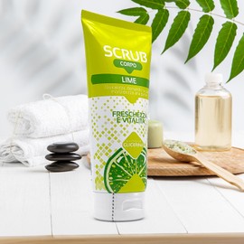 Lime Body Exfoliating Cream 150ml with Ginger Pumice Stone, Aloe Vera and Green Tea - Freshness and Vitality for Skin, Deep Moisture with Glycerin - Exfoliates and Nourishes All Skin Types