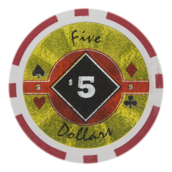 Brybelly Black Diamond Poker Chip Heavyweight 14-Gram Clay Composite – Pack of 50 ($5 Red)