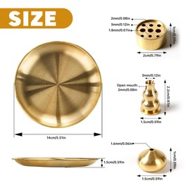 4-in-1 Incense Holder, 14 cm Brass Incense Burner, 9 Hole Incense Holder, Gold Meditation Accessories, Ideal for Home Decoration, Meditation and Yoga