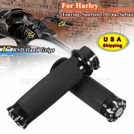 Unbranded 1" CNC Hand Grips Motorcycle Handlebar For Harley Electra Street Road Glide King