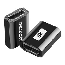 ANDTOBO HDMI Coupler 2 Pack,8K@60Hz HDMI 2.1 Female to Female Connector,HDMI Extension Adapter 3D 4K@240Hz Extender Compatible with Roku Stick, HDTV, Chromecast HDMI Cable Laptop PC - Black