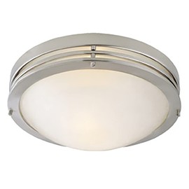 Design House 503284 2-Light Indoor Ceiling Mount Dimmable Alabaster Glass Bedroom Hallway Kitchen Dining Room, 14", Satin Nickel