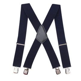 Aulola Men's Braces 50mm Wide Heavy Duty Adjustable Elastic Suspenders Trouser Braces with 4 Strong Metal Clips One Size Fits All for Men and Women X Style (Deep Blue)