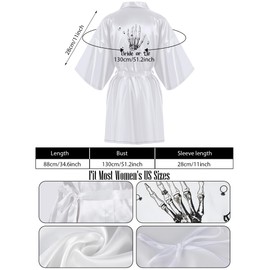 Panitay 6 Pcs Bridesmaids Robes Till Death Do Us Party Bachelorette Robes Bride or Die Bachelorette Party Robes Skull Black White Bride Robe for Bridal Shower Gothic Wedding Decor Dress