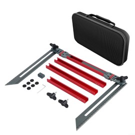 Stair Tread Template Tool,Adjustable Aluminum Jig for Precise Stair Measurement,Length 17.9'' to 58.9'',Includes Angled Edge Flip Stops,Stair Scribe Tool for Stair Measurement Tool