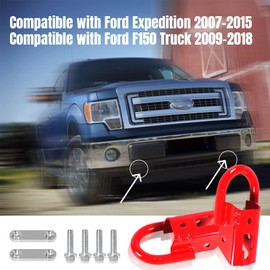 GSTP Front Bumper Tow Hook Right Left Heavy Duty D-Ring Set Compatible with Ford Expedition 2007-2015 Compatible with Ford F150 Truck 2009-2018 Red