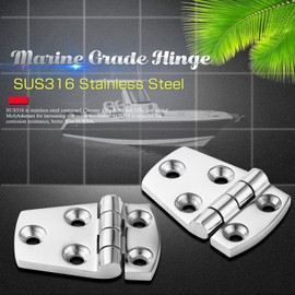 9Tong Hardware Bracket Door Hinge Steel Heavy Duty Boat Hinge Steel Cabinet Deck Rustproof Hinge Marine Garage SUS316 2pcs 38mm x 57mm