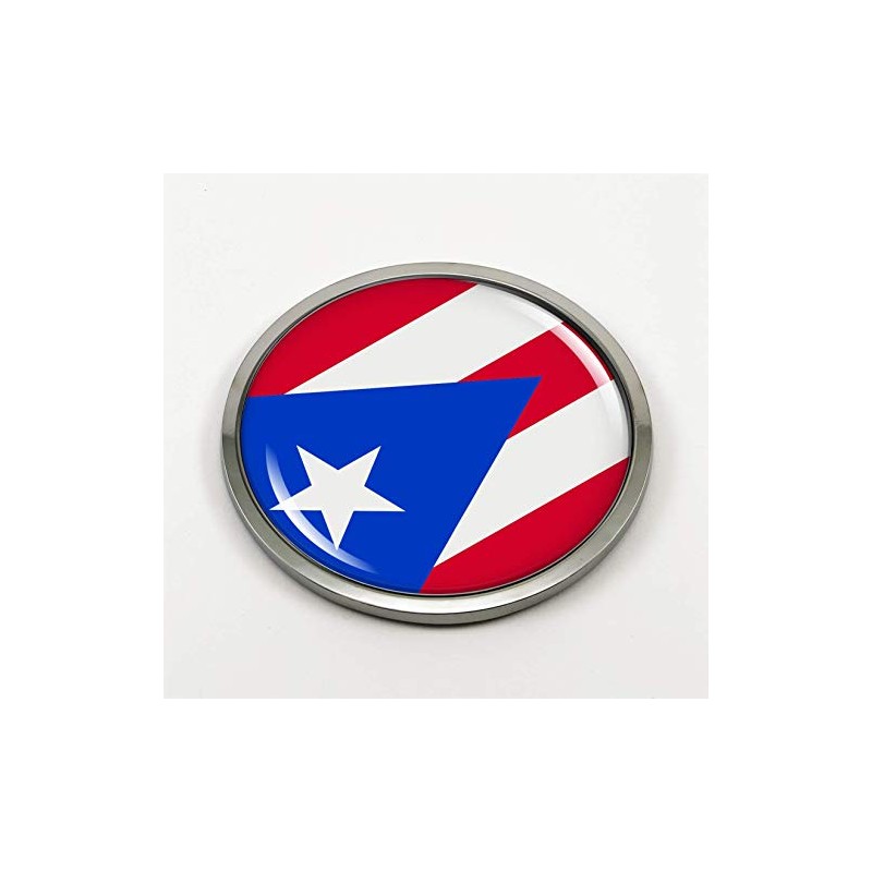 Flag of Puerto Rico | 3D Domed CAR Emblem Badge