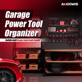 Modular Garage Power Tool Organizer with Charging Station, Fully Welded Heavy Duty Metal Tool Organizer Wall-Mount, 8 Cordless Drill Holder Storage Rack with Battery Holder, Home Utility Racks
