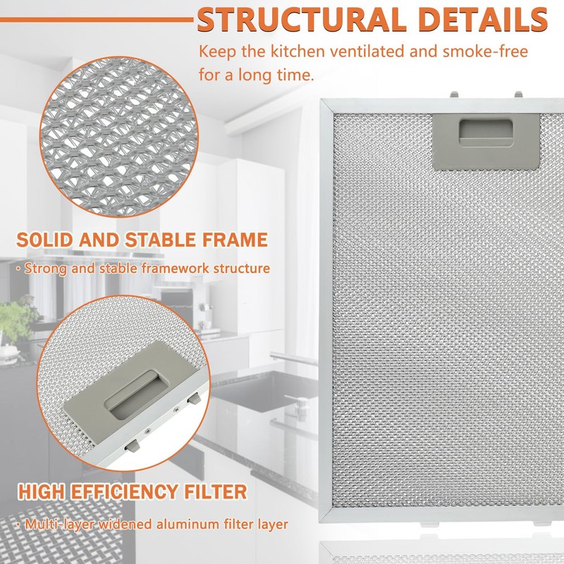 JAMHER 4 Pack W10169961A Range Hood Filter Replacement 5 Layer