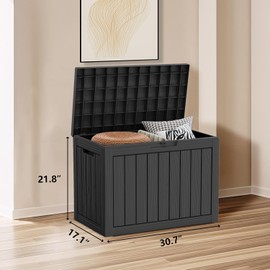 GM5SMART 45 Gallon Waterproof Lockable Resin Deck Box - Outdoor Storage Bench for Patio Furniture Cushions, Garden Tools, Delivery Packages, Easy Installation Pool Accessory Storage Box, Black