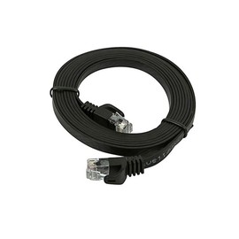 Monoprice Cat5e Ethernet Patch Cable - 7 Feet - Black | Network Internet Cord - RJ45, Flat,Stranded, 350Mhz, UTP, Pure Bare Copper Wire, 30AWG