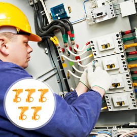 Angoily 5 Pieces Circuit Breaker Lock- Out Device Lock- Out Electric Circuit Breaker Safety Lock Miniature Lock Switch Lock Orange