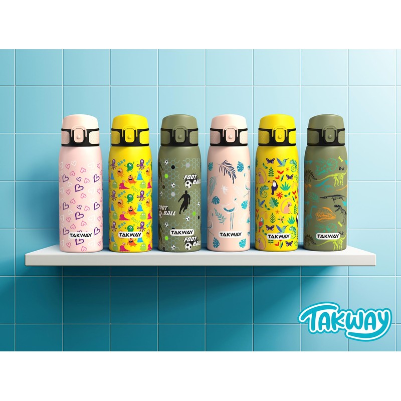 TAKWAY Children's Stainless Steel Drinking Bottle, 550 ml, Leak-Proof, Insulated