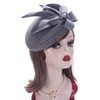 Lawliet Women Wool Felt Pillbox Fascinator Wedding Fedoras Party Gray