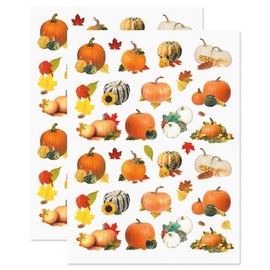 Current Pumpkin Fall Stickers - Stationery, 2 Full-Size 8 1/2" x 11" Sheets, Variety Pack, Decals, Festive, Kids Classroom Activities, Party Favors, Crafts, Scrapbooking