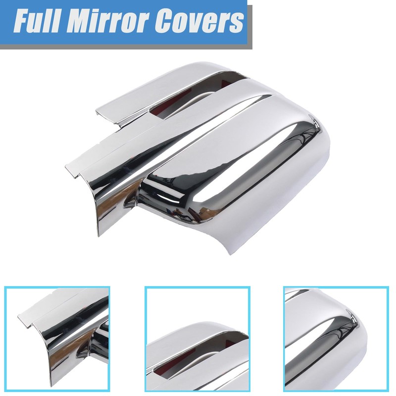 AUCERAMIC Chrome Plated Full Mirror Covers Caps Compatible with 2009-2014