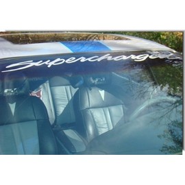 Reflective Concepts 43" SUPERCHARGED Windshield Lettering Decal - Fits Grand Prix, Regal, Monte Carlo (Color: Gloss White)