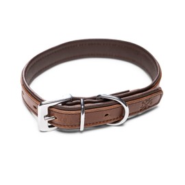 Genuine Leather Dog Collar - Adjustable K-9 Dog Collar Padded and Reinforced Made of Double-Layer Buffalo Leather Pete (XL (44.0-54.0 cm)