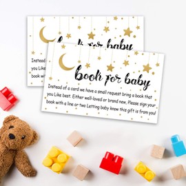 Giftideaworkshop Books for Baby Shower Request Cards, Baby Shower Invitation Inserts, 50 Pack.