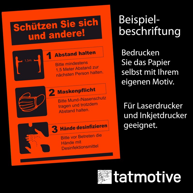 Tatmotive 50 Sheets Neon Paper Extremely Bright Red A4 Luminous